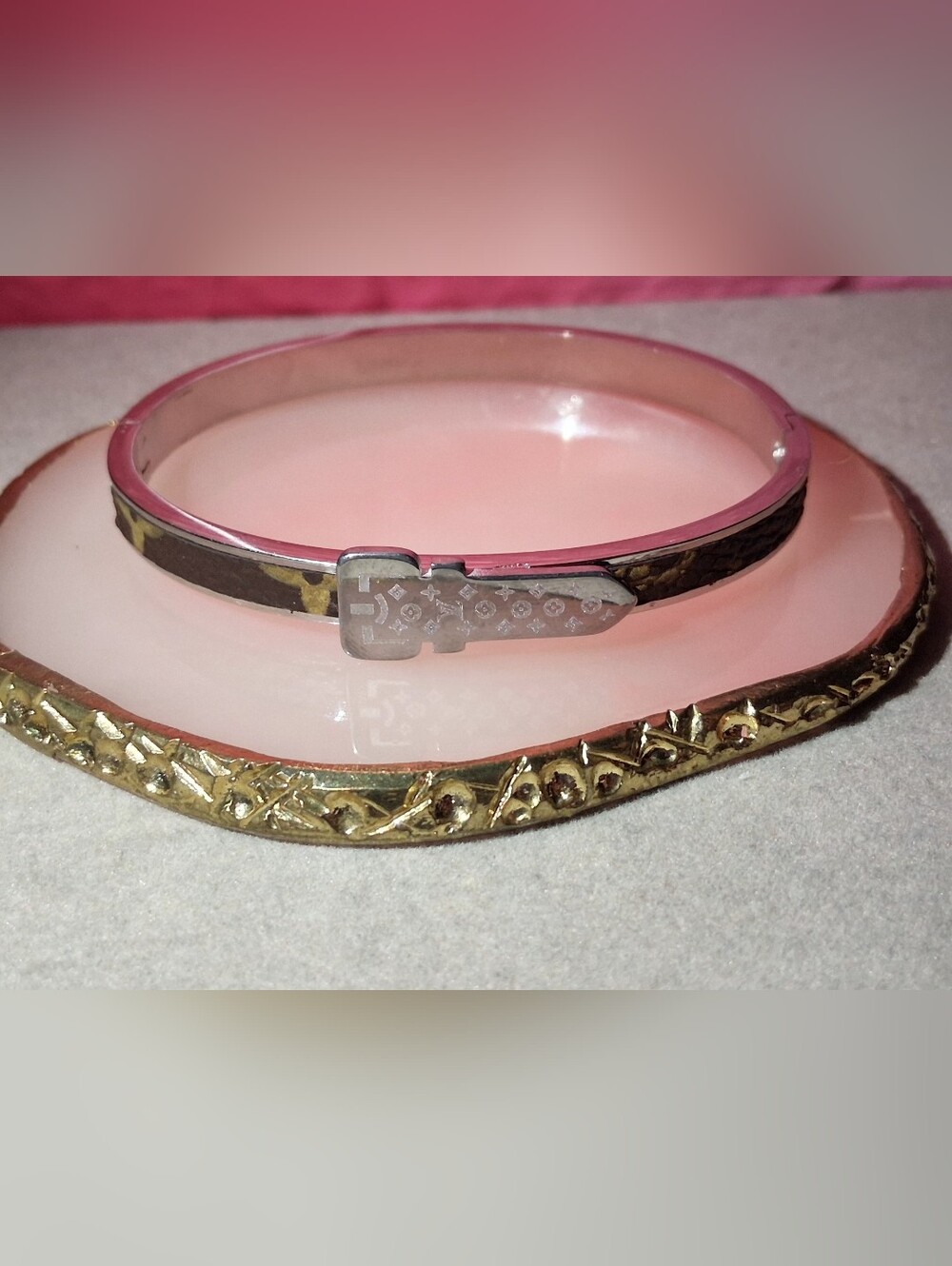 Women's Bangle Bracelet with Silver Buckle Accent